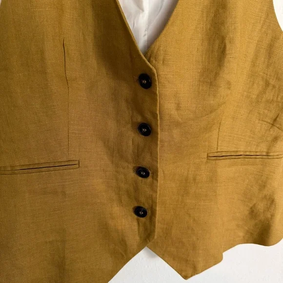 Women’s Zara Tailored Linen Vest Brown Large 2753 131 732 - Picture 5 of 7